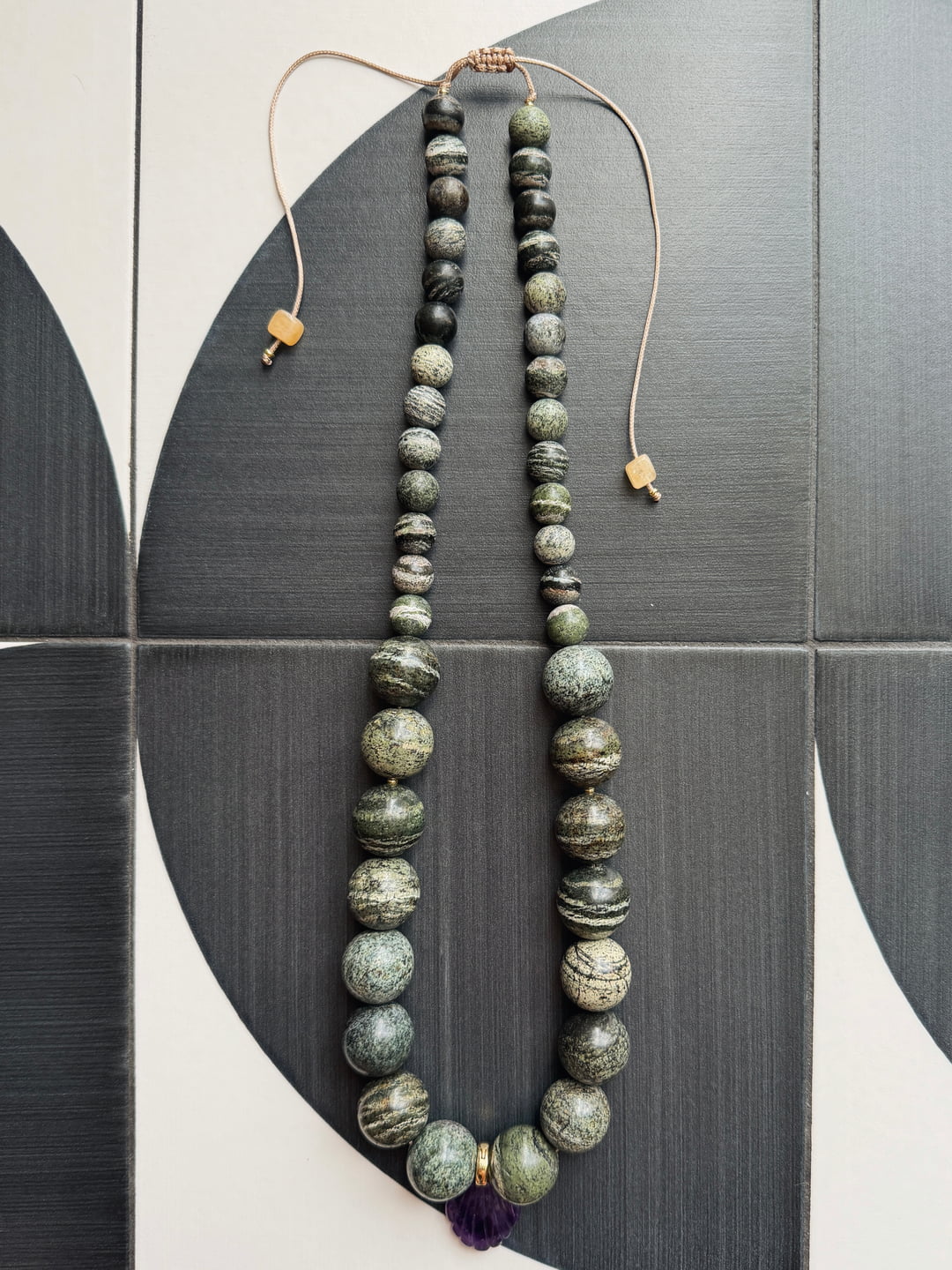 Long Serpentine Necklace with Amethyst