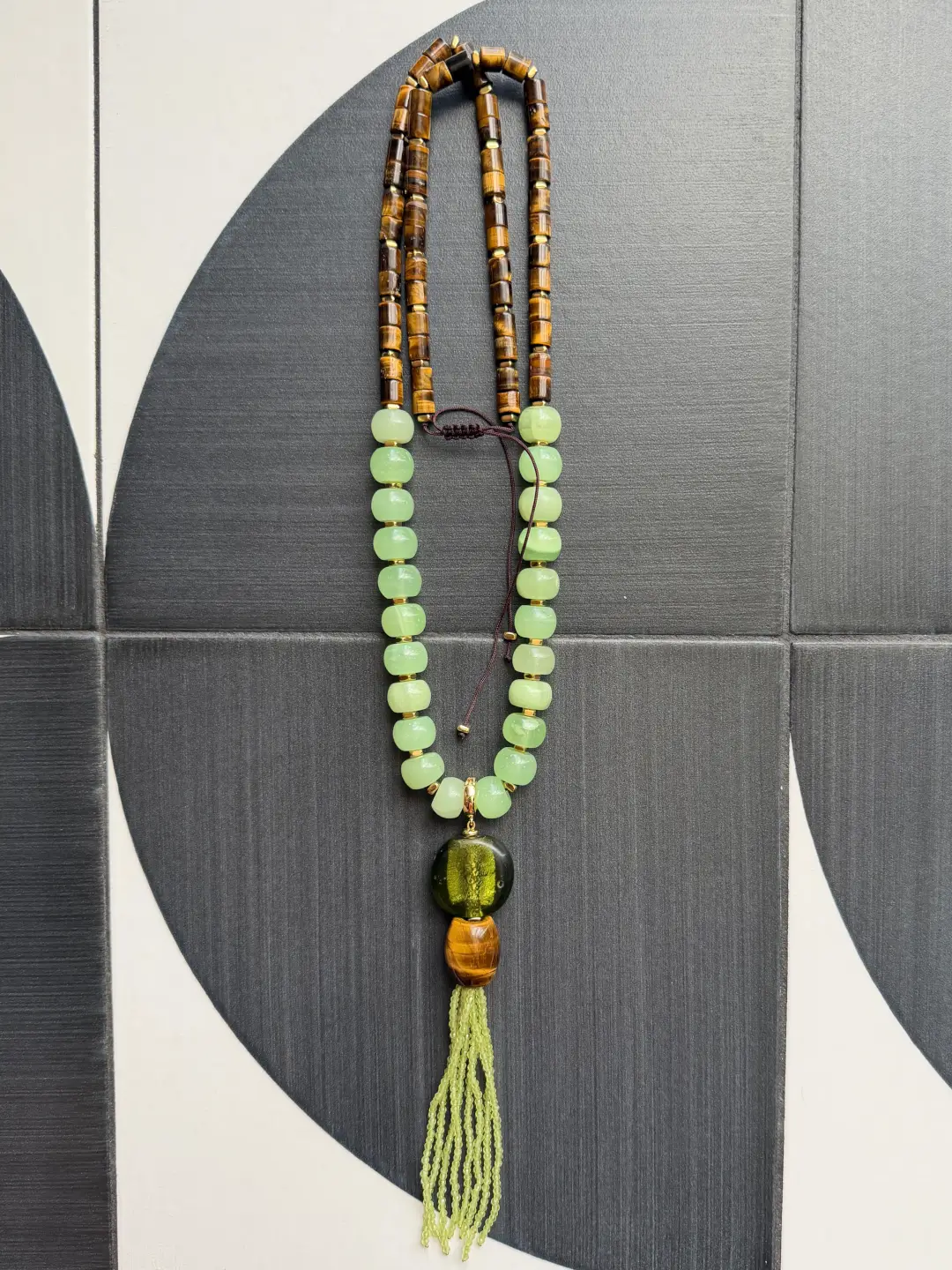 Long Onyx & Tiger's Eye Necklace