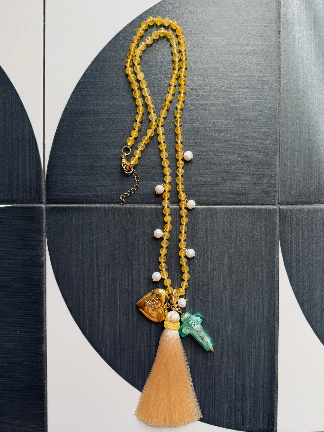 Long Citrine Tassel Necklace