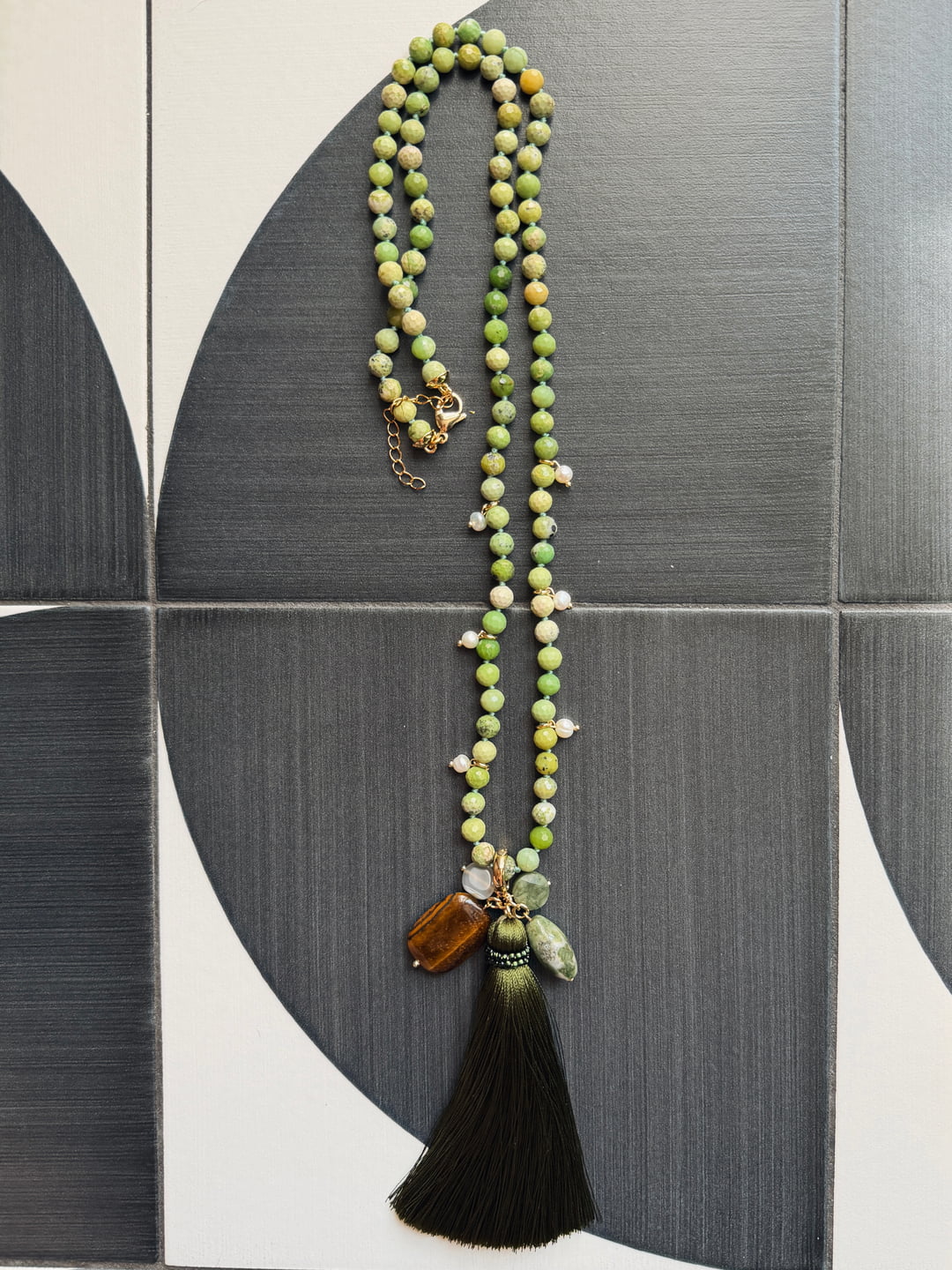 Long Jadeite Tassel Necklace