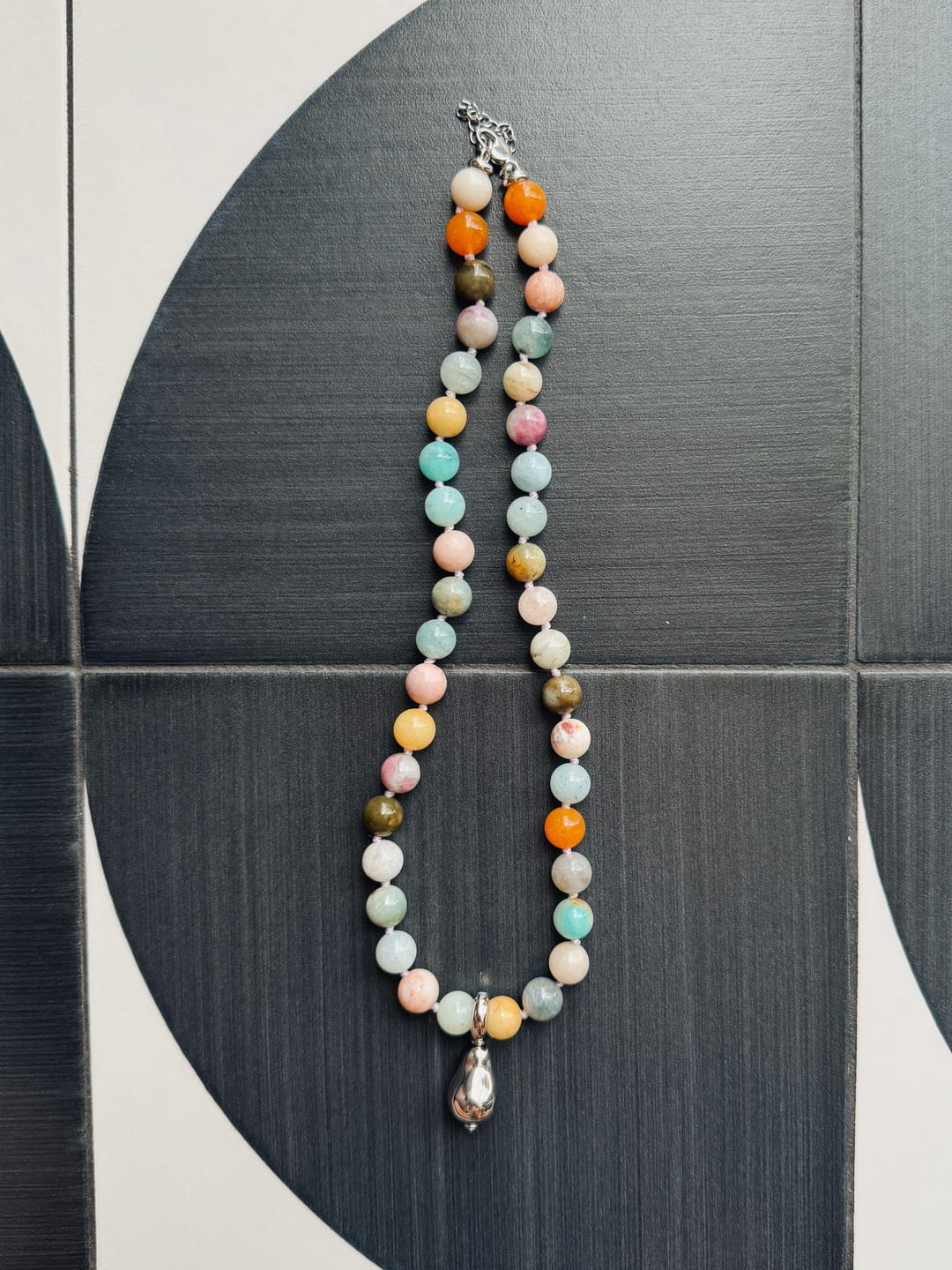 Long Gemstone Necklace with Removable Pendant