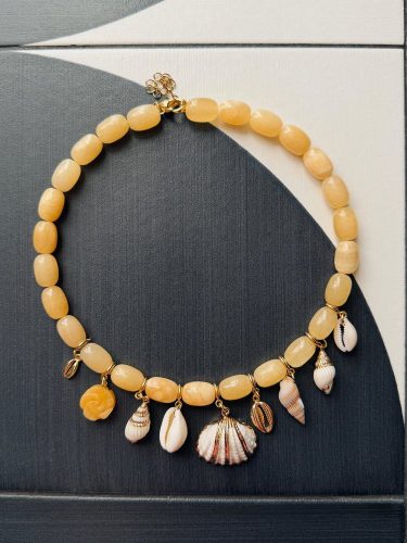 Agate Charm Necklace with Shells