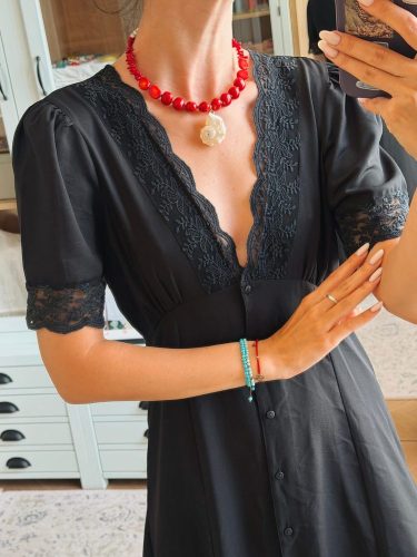 Coral & Pearl Necklace with Natural Shell