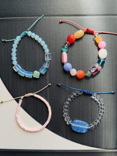 Gemstone Bracelet Set No. 17, worn on the wrist