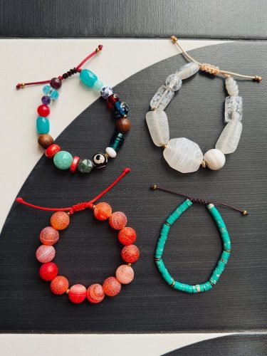 Gemstone Bracelet Set No. 14, worn on the wrist