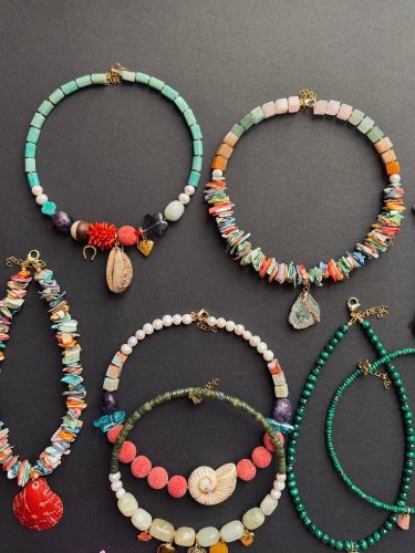 Spiral Shell Necklace with Fluorite