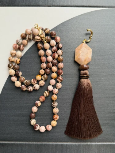 Long Jasper Necklace with Sunstone Tassel