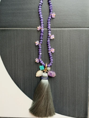 Long Lepidolite Tassel Necklace