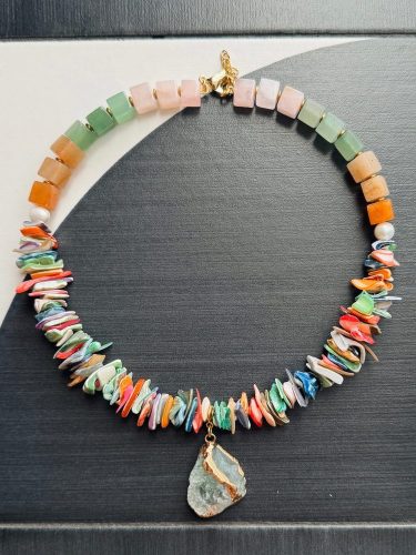 Spiral Shell Necklace with Fluorite
