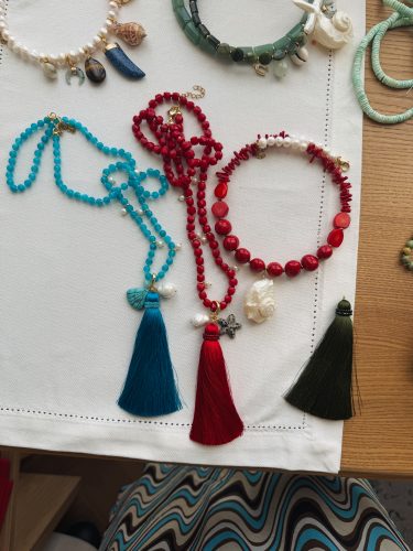Long Coral Tassel Necklace