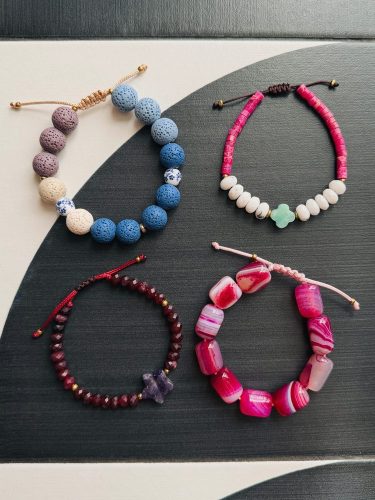 Gemstone Bracelet Set No. 13, worn on the wrist
